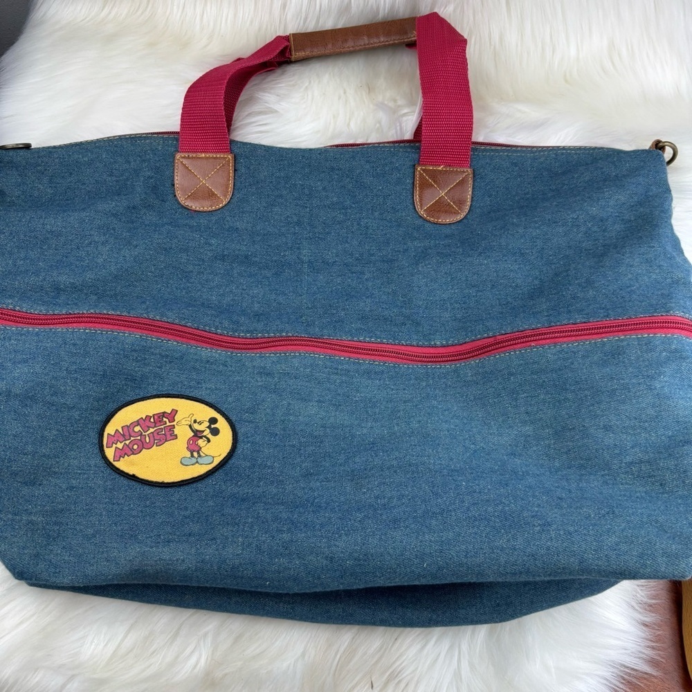 DISNEY MICKEY MOUSE CLASSIC DENIM EXPANDABLE ZIP SHOULDER/HAND TOTE BAG